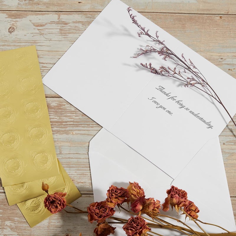 Toperd 50 Pack White A6 Envelopes with Cards 4x6 Thick Folded Cardstock and Gold Stickers for Greeting Cards, Wedding, Birthday, Invitations, Baby Showers (White, 4x6) - Image 4